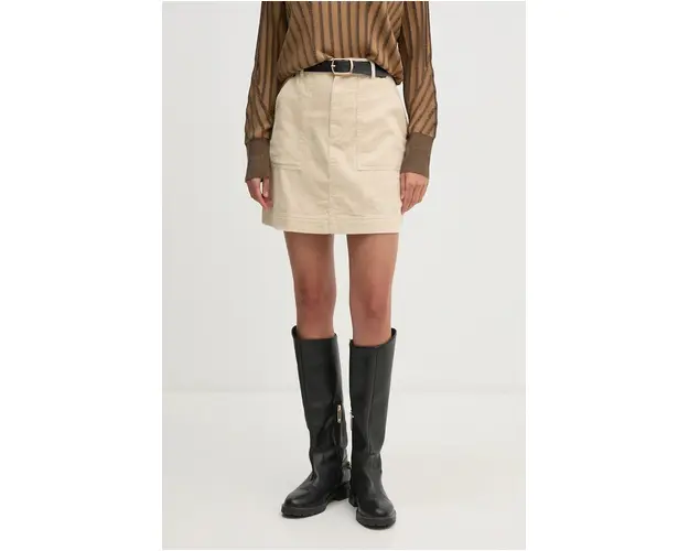 Barbour fusta din velur culoarea bej, mini, creion, LSK0105