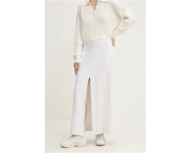 Abercrombie & Fitch fusta din in culoarea alb, maxi, drept, KI143-4311