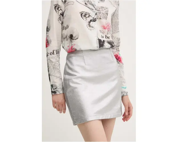 Desigual fusta LONDON culoarea argintiu, mini, creion, 24WWFK01