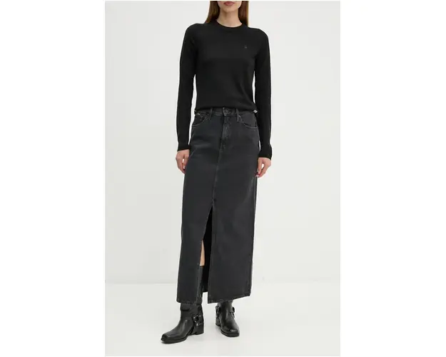 G-Star Raw fusta jeans culoarea negru, maxi, drept, D24385-D772