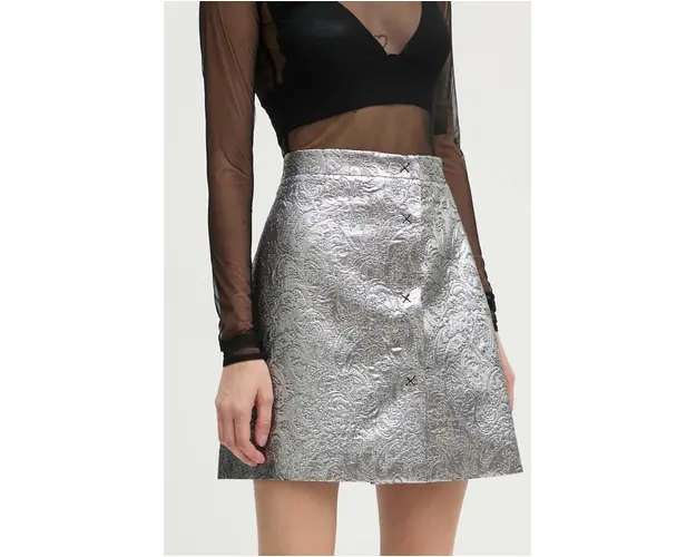 MSGM fusta culoarea argintiu, mini, drept, 3742MDD17.247823