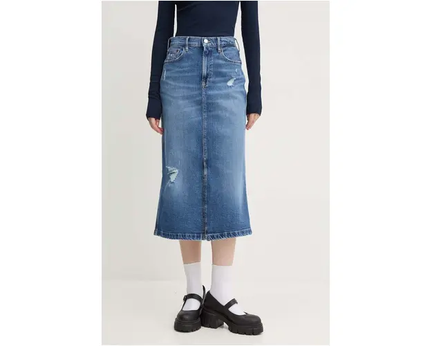 Tommy Jeans fusta jeans midi, drept, DW0DW18946