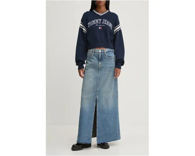 Tommy Jeans fusta jeans maxi, evazati, DW0DW19652