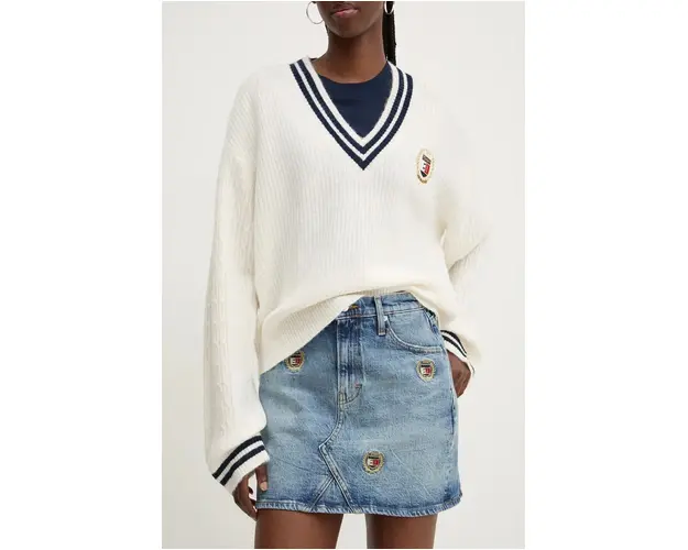 Tommy Jeans fusta jeans mini, creion, DW0DW19653
