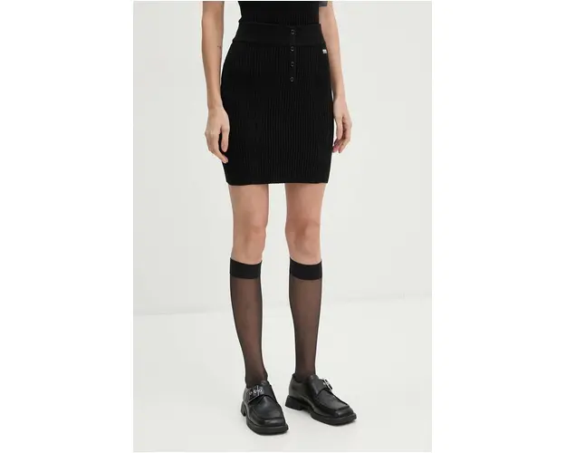 Moschino Jeans fusta culoarea negru, mini, creion, J0180 8702