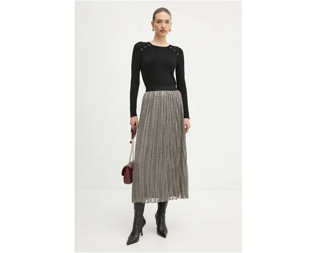 Morgan fusta JPLISY culoarea bej, maxi, evazati, JPLISY