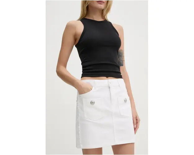 ZADIG&VOLTAIRE fusta jeans culoarea alb, mini, drept, WWSK00386