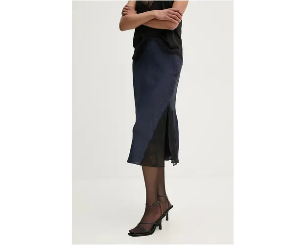 ZADIG&VOLTAIRE fusta de matase culoarea albastru marin, midi, evazati, WWSK00394