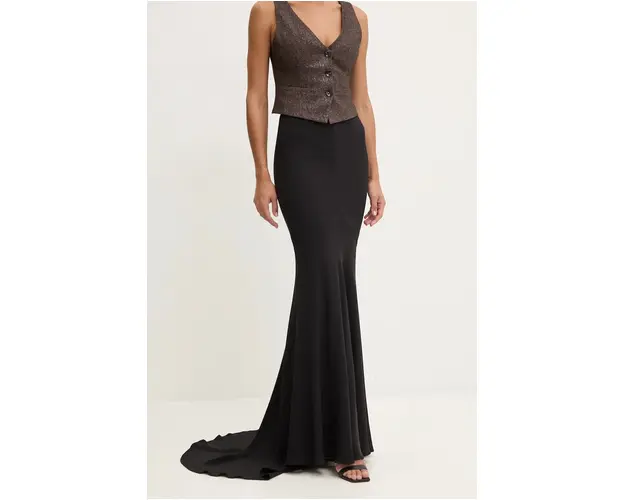 Patou fusta culoarea negru, maxi, evazati, SK0680193