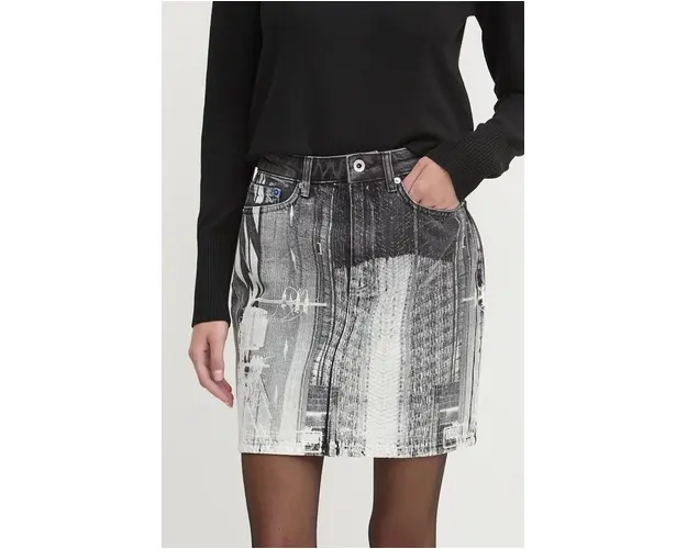 Karl Lagerfeld Jeans fusta jeans culoarea negru, mini, drept, 246J1203