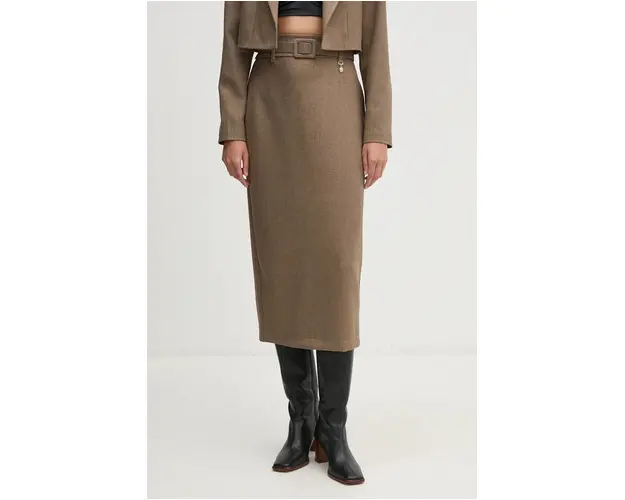 Artigli fusta culoarea bej, midi, creion, ACGO000652