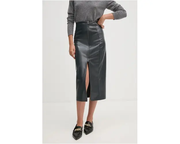 Gaudi fusta culoarea gri, midi, drept, 421FD78001