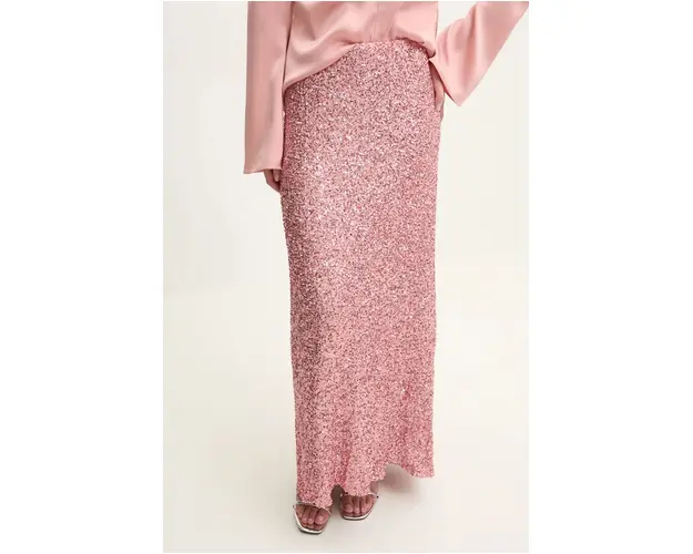 Never Fully Dressed fusta Dorris Skirts culoarea roz, maxi, drept, NFDSK564