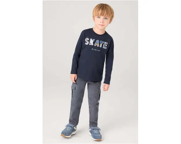 Mayoral pantaloni copii cargo sztruks culoarea gri, neted, 4535