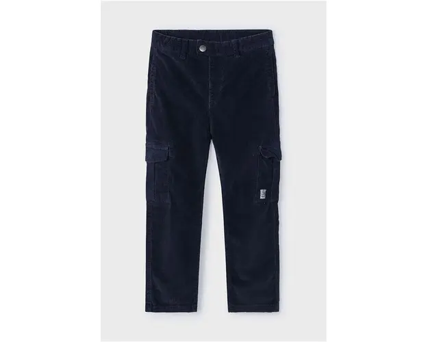 Mayoral pantaloni copii cargo sztruks culoarea albastru marin, neted, 4535