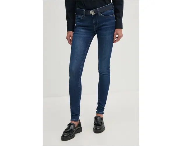 Pepe Jeans jeansi SKINNY JEANS LW femei, culoarea albastru marin, PL204583DP6