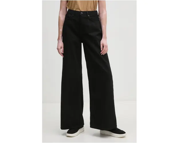 Pepe Jeans jeansi WIDE LEG JEANS UHW femei, culoarea negru, PL204740XH6