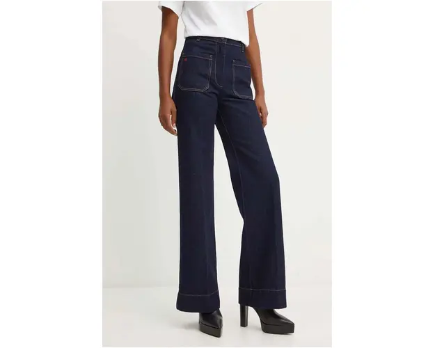 Victoria Beckham jeansi femei, culoarea albastru marin, 1424DJE005218G