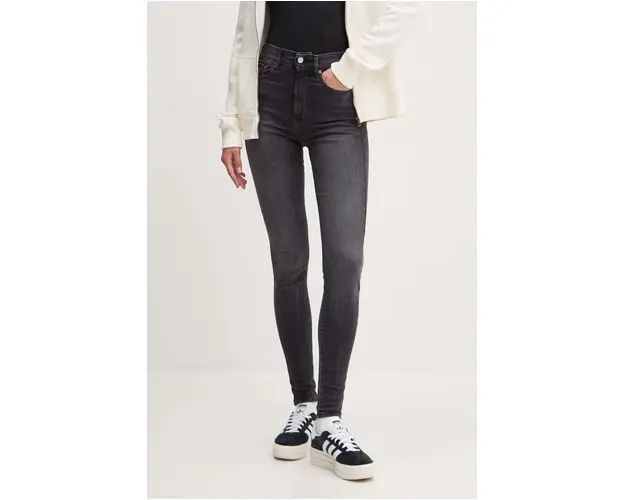 Tommy Jeans jeansi femei, culoarea negru, DW0DW19528