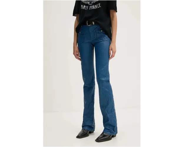 ZADIG&VOLTAIRE pantaloni de piele femei, drept, high waist, RWPA00066