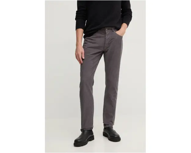 United Colors of Benetton pantaloni de catifea cord culoarea gri, drept, 4FYHU7B88