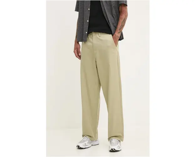 Vans pantaloni de bumbac culoarea verde, cu fason chinos, VN000HZDD3Z1