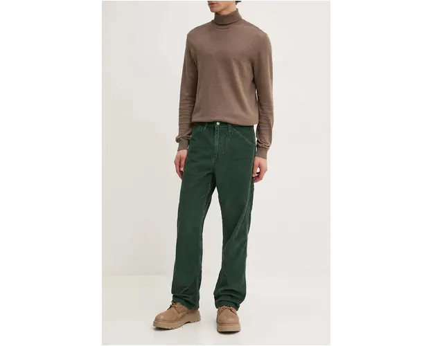 Levi's pantaloni de bumbac culoarea verde, drept, 568 LOOSE STRT