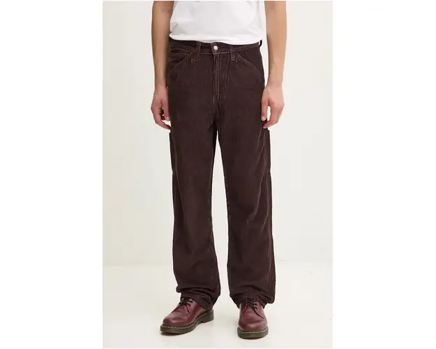 Levi's pantaloni de bumbac culoarea maro, drept, 568 LOOSE STRT