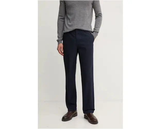 Lacoste pantaloni de bumbac culoarea albastru marin, drept, HH7202