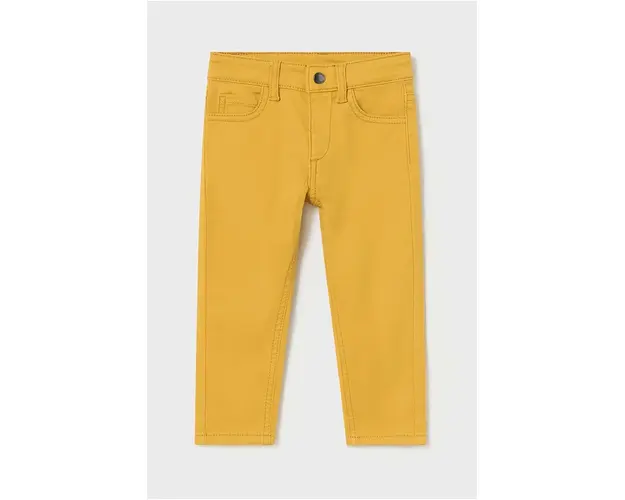 Mayoral pantaloni de bumbac pentru copii slim fit basic culoarea galben, neted, 563