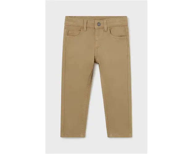 Mayoral pantaloni de bumbac pentru copii slim fit basic culoarea bej, neted, 563