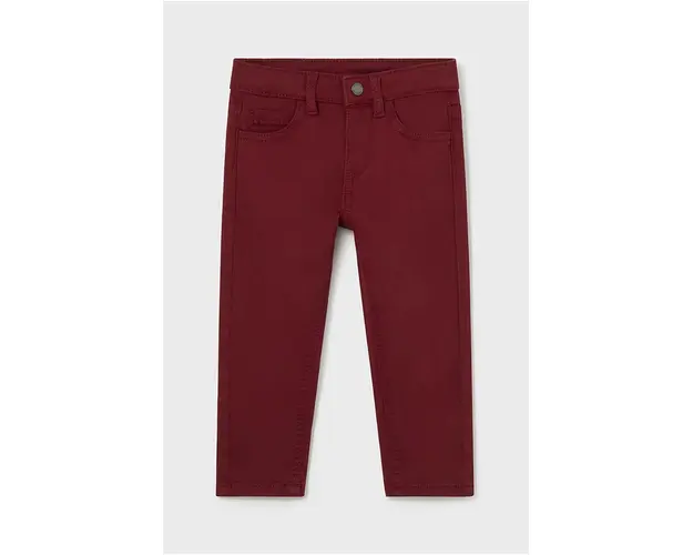 Mayoral pantaloni de bumbac pentru copii slim fit basic culoarea bordo, neted, 563