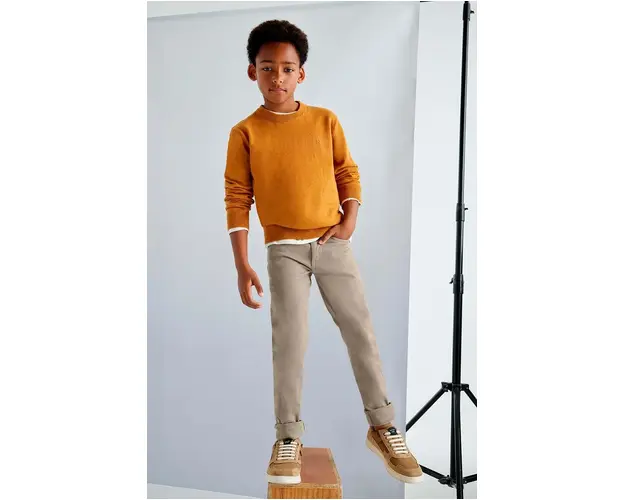 Mayoral pantaloni copii slim fit basic culoarea verde, neted, 582