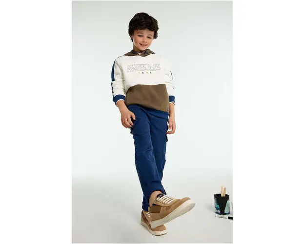 Mayoral pantaloni copii cargo slim culoarea albastru marin, neted, 7533