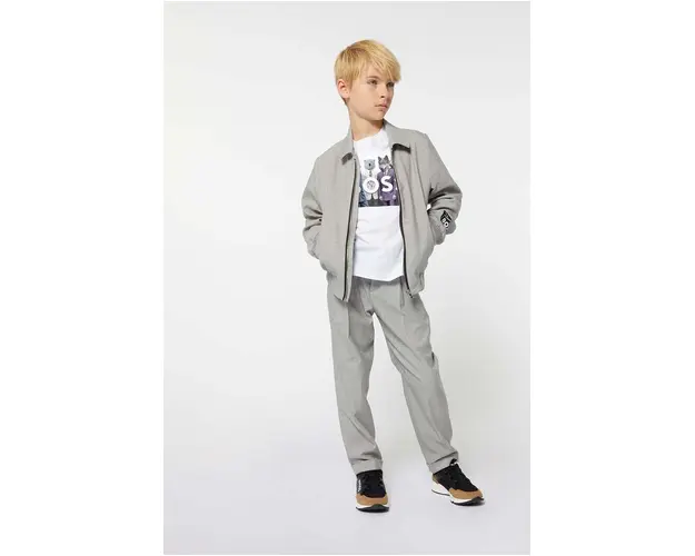 BOSS pantaloni copii culoarea gri, neted, J51142