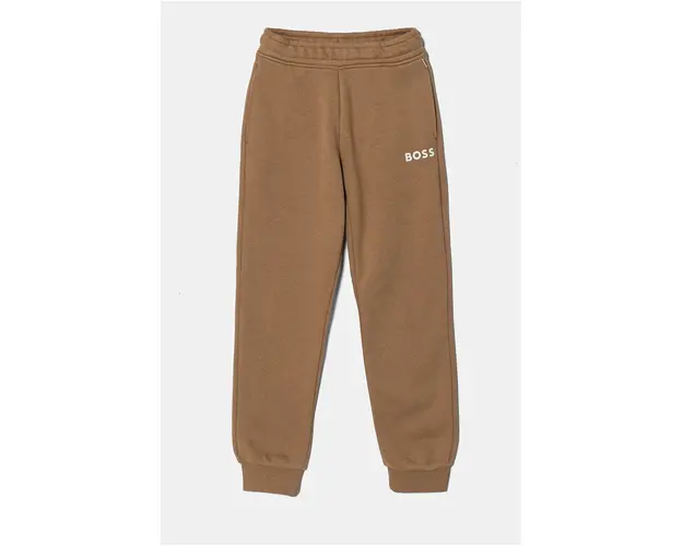 BOSS pantaloni de trening pentru copii culoarea bej, neted, J51153