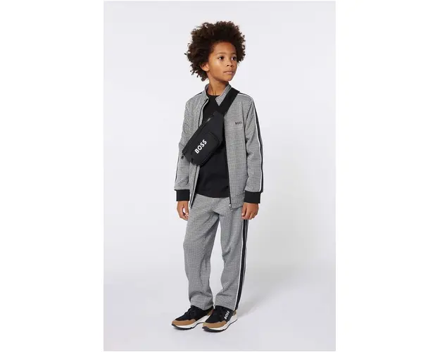 BOSS pantaloni copii culoarea gri, modelator, J51155