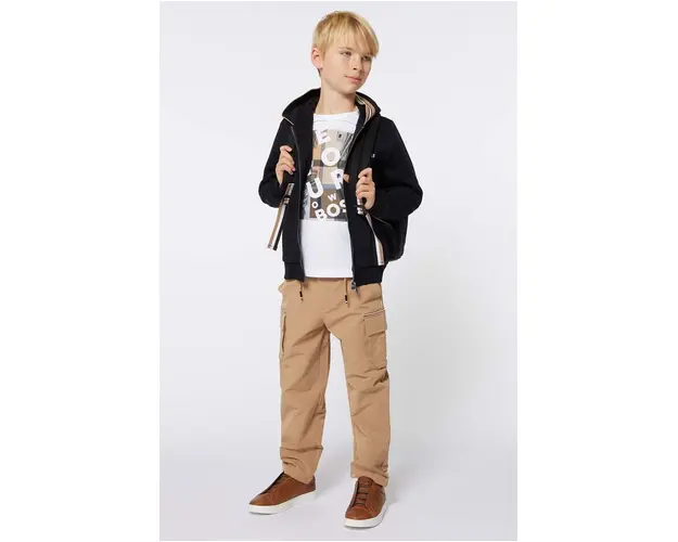 BOSS pantaloni copii culoarea maro, cu imprimeu, J51164