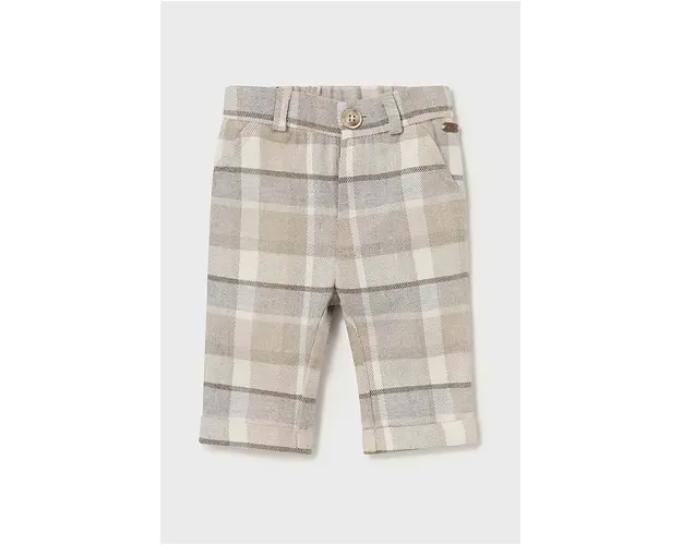 Mayoral Newborn pantaloni din bumbac pentru bebelusi culoarea bej, modelator, 2522
