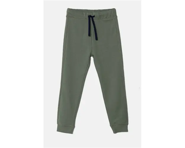 United Colors of Benetton pantaloni de trening din bumbac pentru copii culoarea verde, neted, 3J68CF058