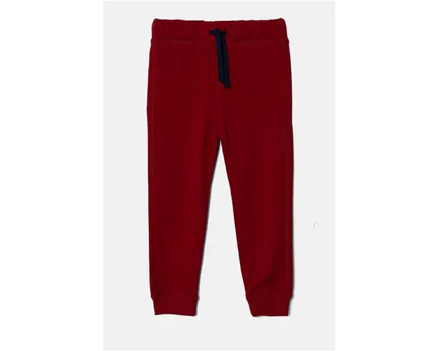 United Colors of Benetton pantaloni de trening din bumbac pentru copii culoarea bordo, neted, 3J68CF058
