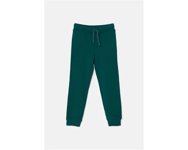 United Colors of Benetton pantaloni de trening din bumbac pentru copii culoarea verde, neted, 3J68CF01P