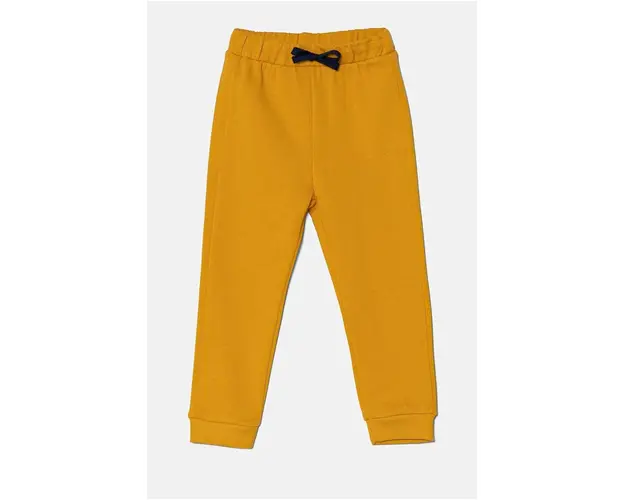 United Colors of Benetton pantaloni de trening din bumbac pentru copii culoarea galben, neted, 3J70GF010