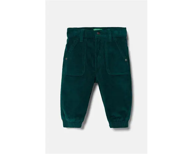 United Colors of Benetton pantaloni din catifea pentru copii culoarea verde, neted, 4AD5GE021