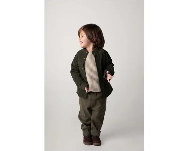 Donsje pantaloni copii Olb Trousers culoarea verde, neted, 4089500