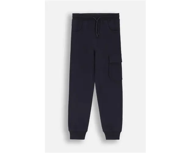 Coccodrillo pantaloni de trening din bumbac pentru copii culoarea albastru marin, neted, EVERYDAY BOY