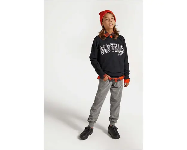 Coccodrillo pantaloni de trening din bumbac pentru copii culoarea gri, neted, EVERYDAY BOY