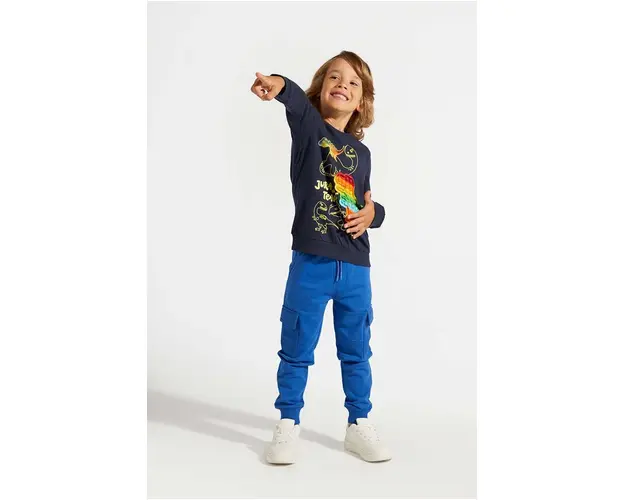Coccodrillo pantaloni de trening din bumbac pentru copii neted, DIGITAL BOY KIDS
