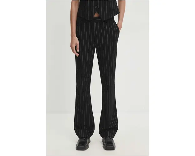 Bruuns Bazaar pantaloni DecumariaBBCigga femei, culoarea negru, drept, high waist, BBW4080