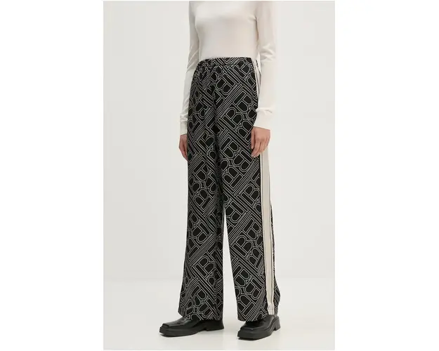 Bruuns Bazaar pantaloni FloretBBRina pants femei, culoarea negru, drept, high waist, BBW4151